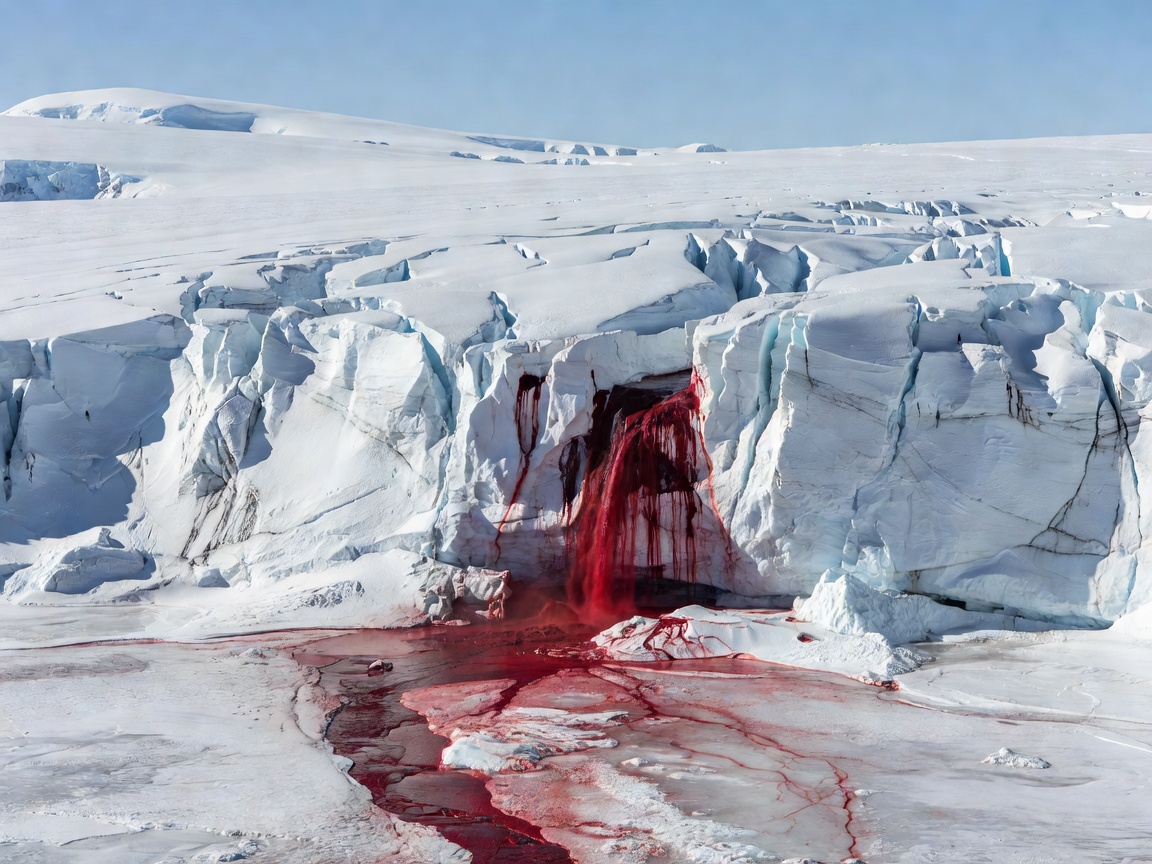 Blood Falls red ice outflow on Taylor Glacier Antarctica