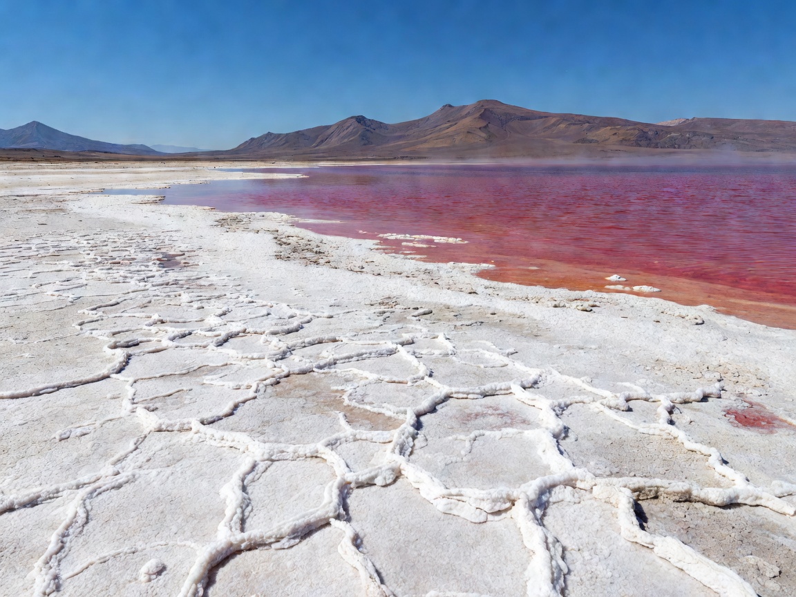 Crusty alkaline coastline of Lake Natron Tanzania